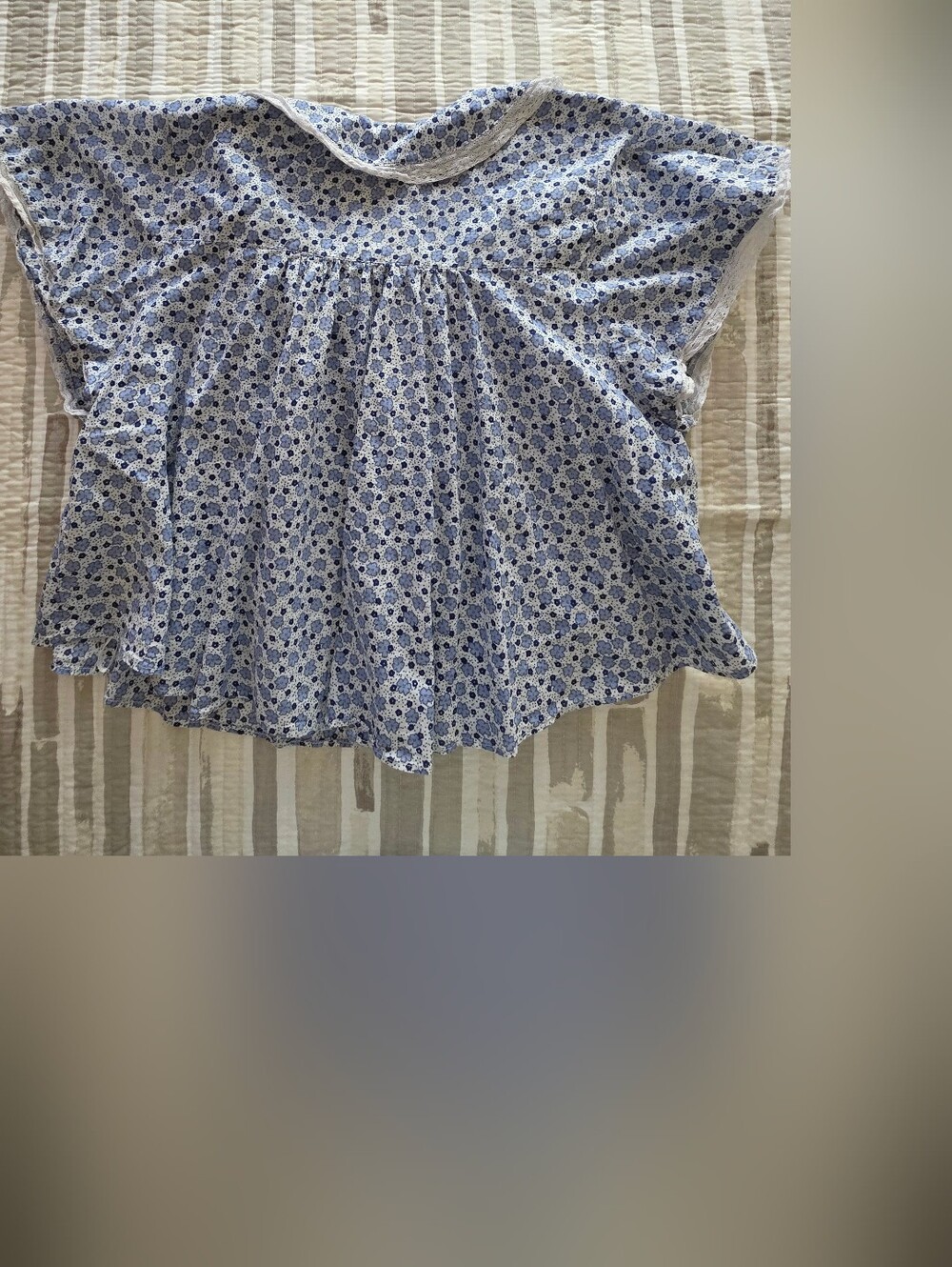 Free People Blue Floral Ruffle Collar Blouse - Picture 3 of 3